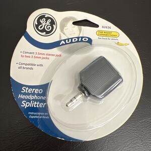 GE Audio Stereo Headphone Splitter 82636 Converts 3.5mm Stereo Jack Into Two New